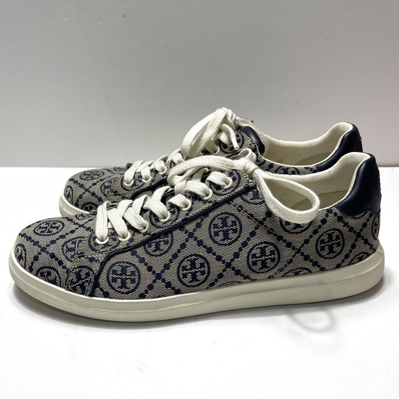 TORY BURCH T Monogram Logo Howell Court Sneakers in Perfect Navy Size 9 - Picture 8 of 16